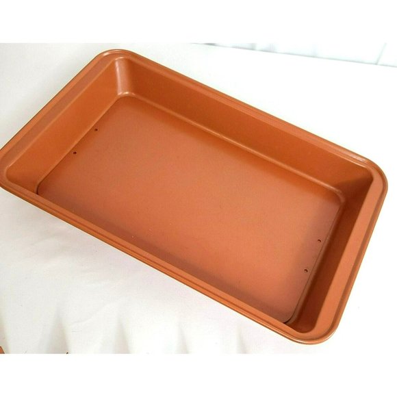 EUC Nonstick Brownie Copper Pan Mix Bake And Serve Brownies Removable Bottom - Picture 2 of 6